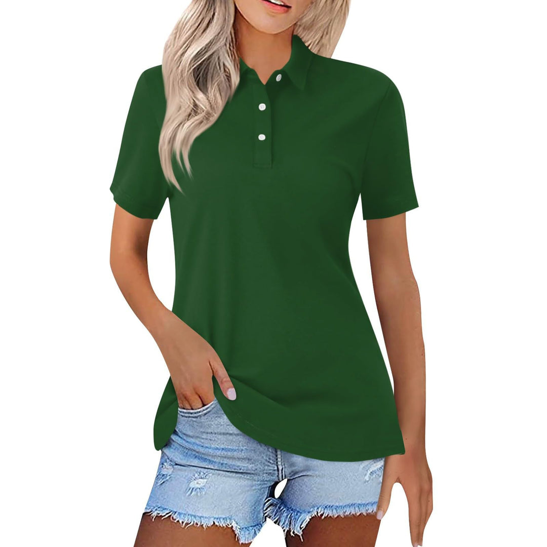 Kobiecą Klasyczną Koszulkę Polo Krótki Rękaw Minimalistyczna Codzienna Elegancka Góra