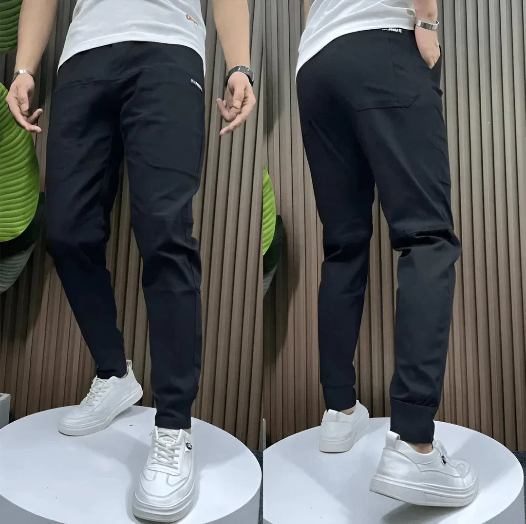 Męskie zwężane spodnie cargo jogger z prążkowanymi mankietami w stylu streetwear