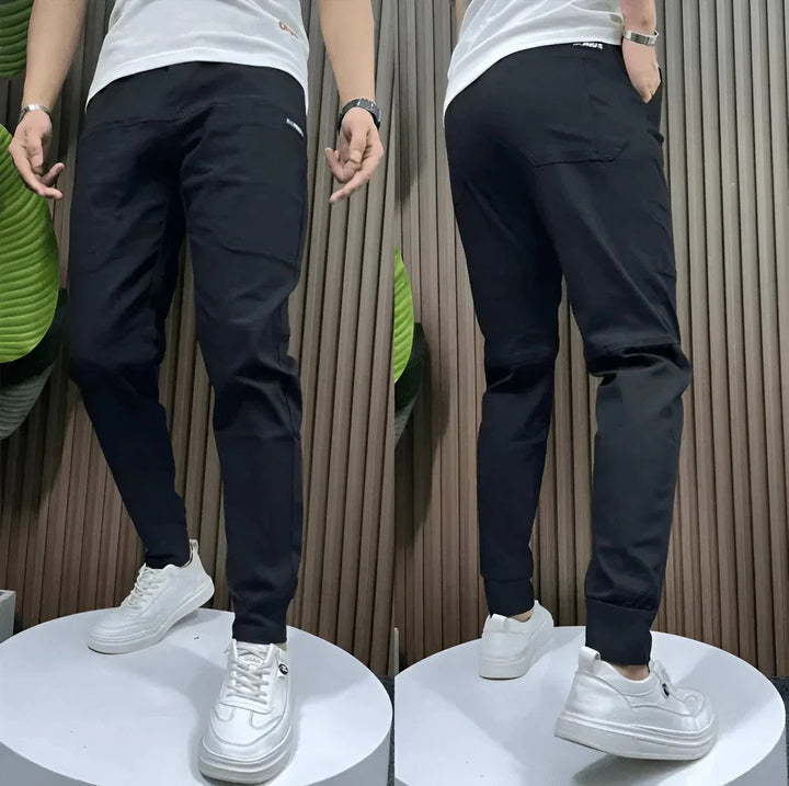Męskie zwężane spodnie cargo jogger z prążkowanymi mankietami w stylu streetwear