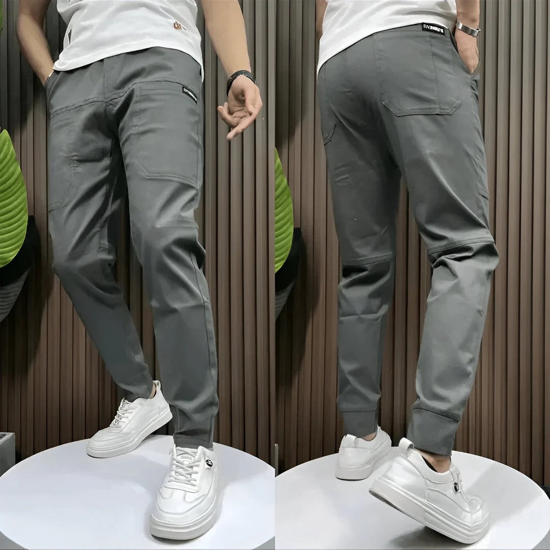 Męskie zwężane spodnie cargo jogger z prążkowanymi mankietami w stylu streetwear