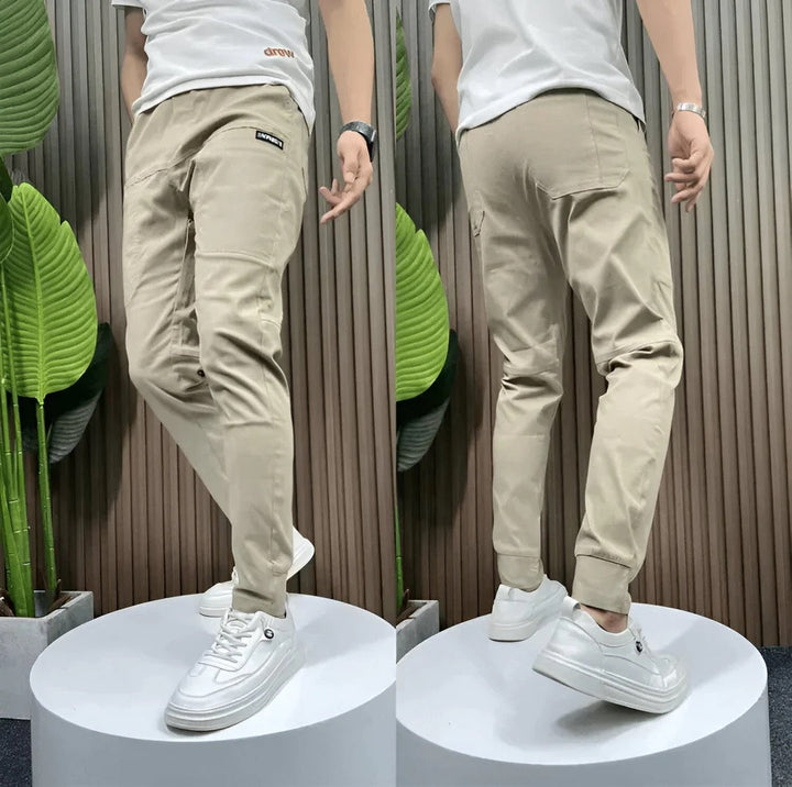 Męskie zwężane spodnie cargo jogger z prążkowanymi mankietami w stylu streetwear