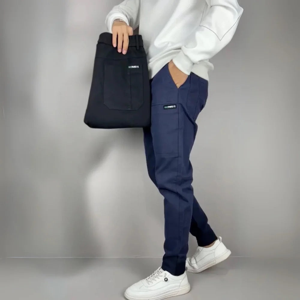 Męskie zwężane spodnie cargo jogger z prążkowanymi mankietami w stylu streetwear