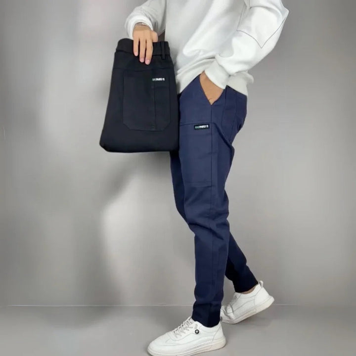 Męskie zwężane spodnie cargo jogger z prążkowanymi mankietami w stylu streetwear