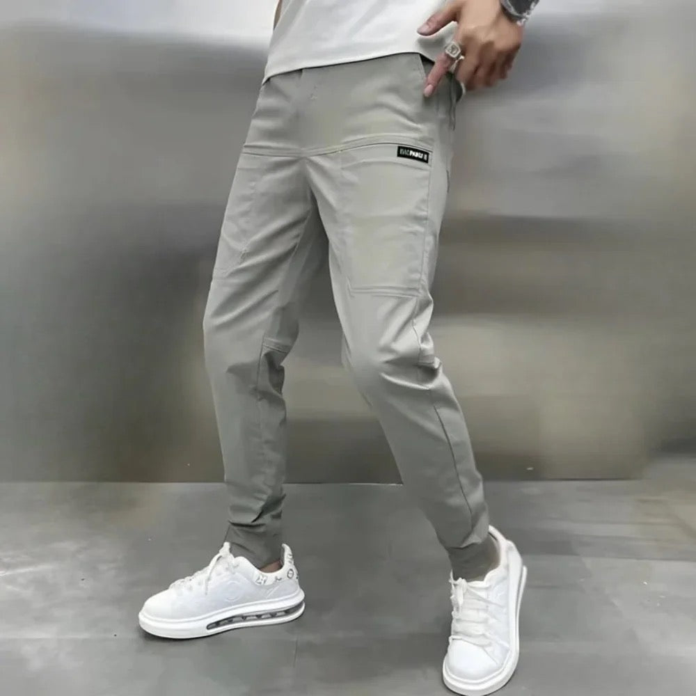 Męskie zwężane spodnie cargo jogger z prążkowanymi mankietami w stylu streetwear