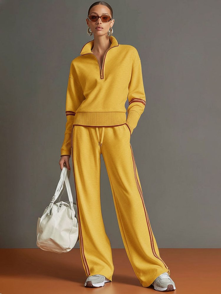 Zestaw Loungewear z Połową Zipp – Miękki, Elastyczny Strój Podróżny