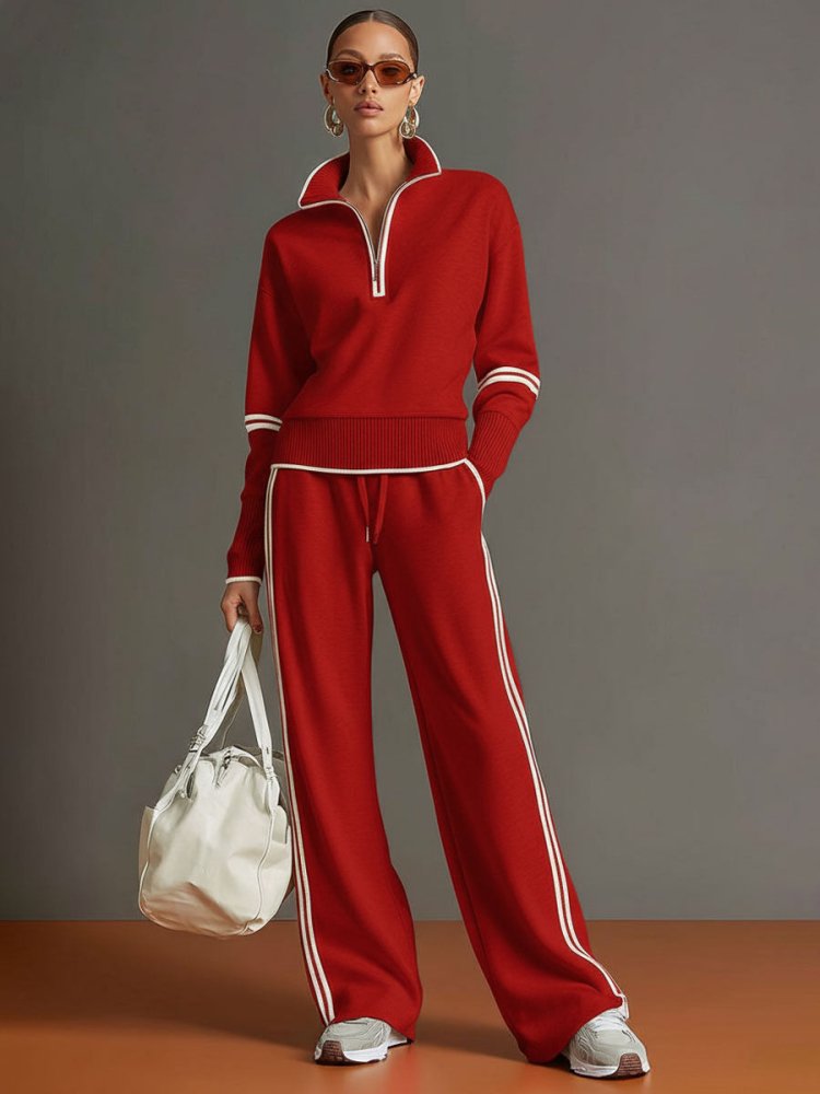 Zestaw Loungewear z Połową Zipp – Miękki, Elastyczny Strój Podróżny