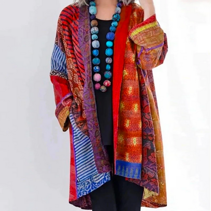 Kardigan Długi w Print – Luźny Boho Duster na Codziennie i Weekendowe Stylizacje