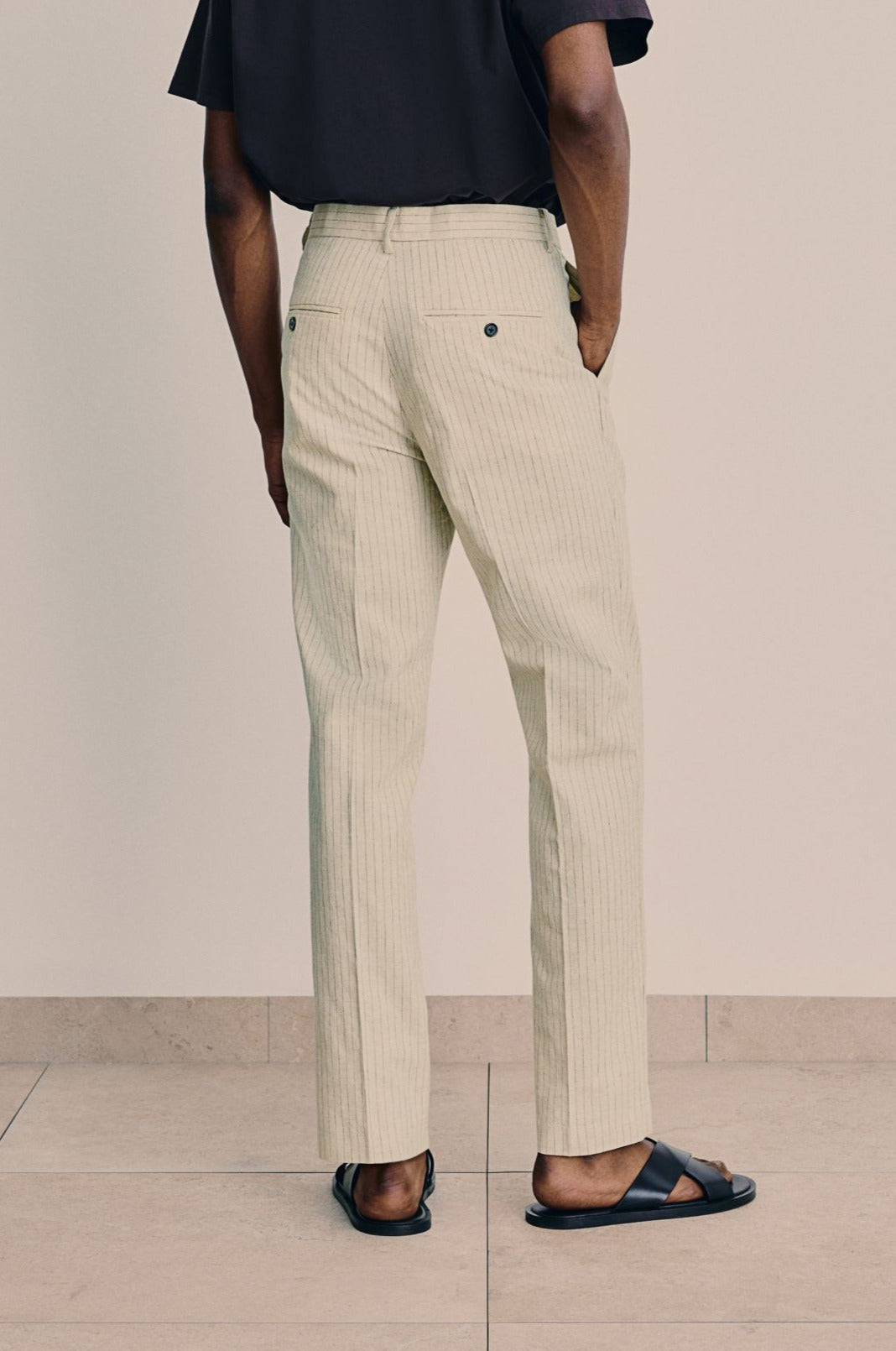 Męskie Spodnie w Paski Eleganckie Smart Casual