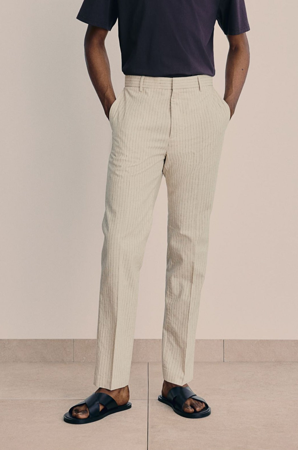 Męskie Spodnie w Paski Eleganckie Smart Casual