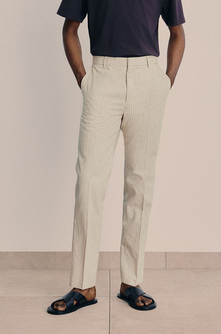 Męskie Spodnie w Paski Eleganckie Smart Casual