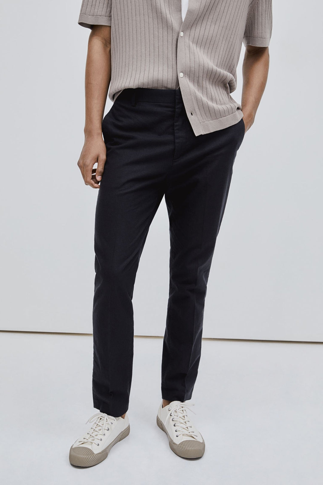 Męskie Spodnie w Paski Eleganckie Smart Casual
