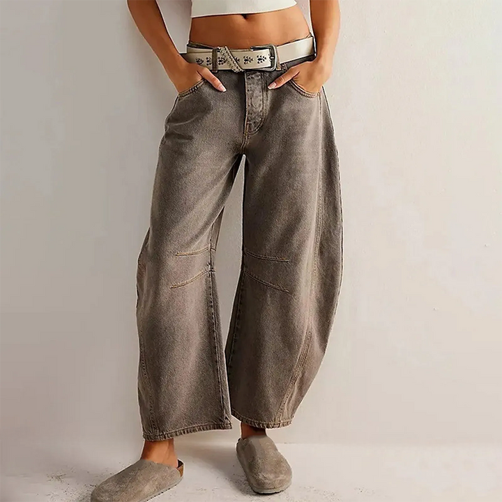 Damskie jeansy denimowe Relaxed Barrel Leg z wysokim stanem