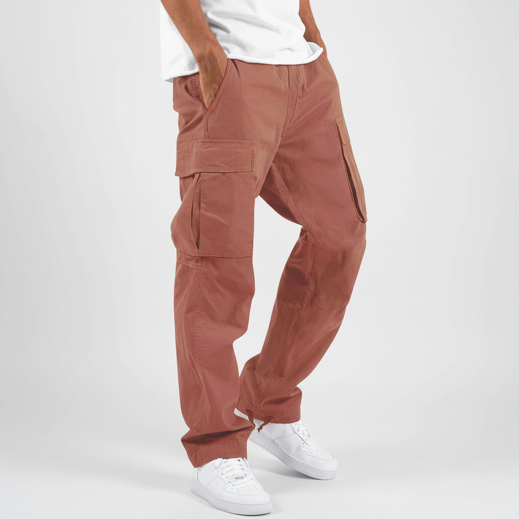 Męskie spodnie cargo w luźnym kroju z bawełny – Oddychająca tapered streetwear na co dzień