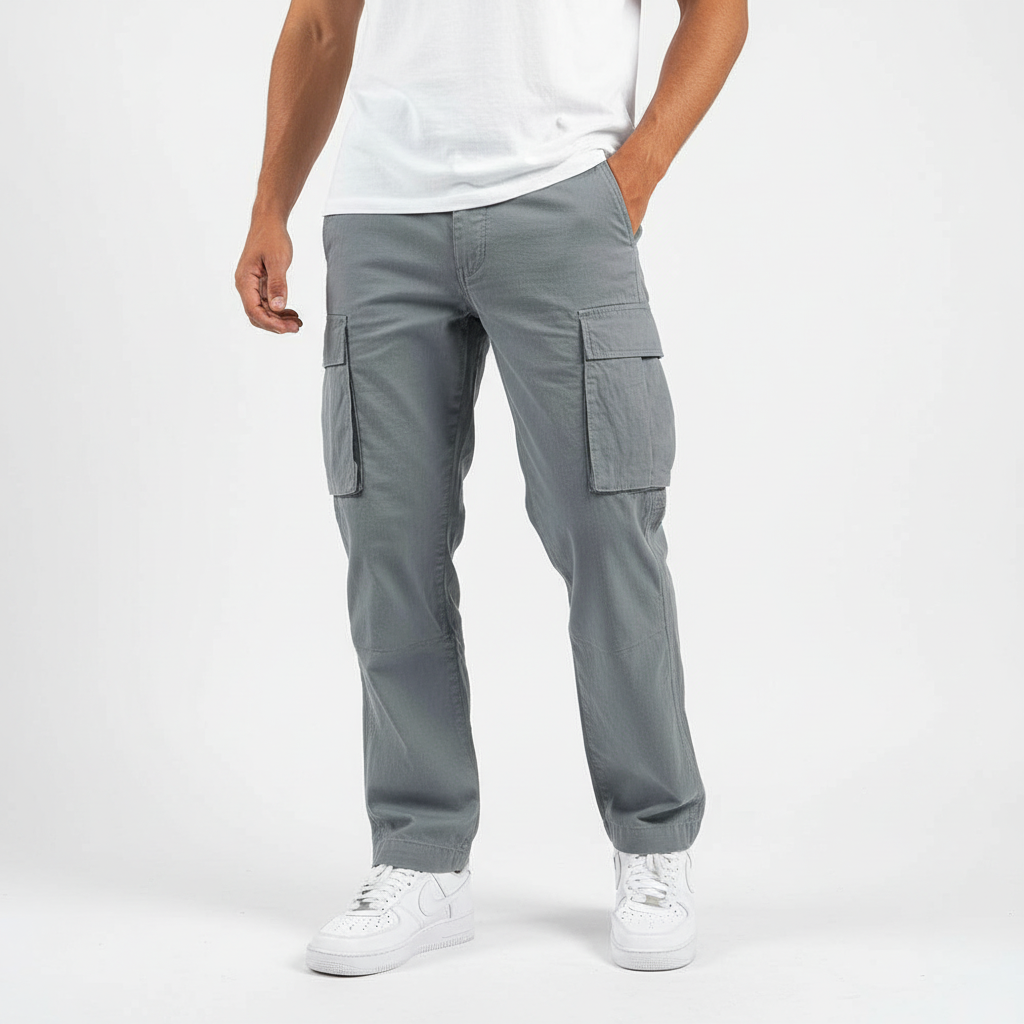 Męskie spodnie cargo w luźnym kroju z bawełny – Oddychająca tapered streetwear na co dzień