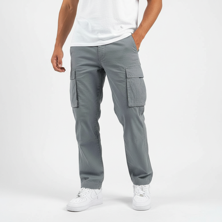 Męskie spodnie cargo w luźnym kroju z bawełny – Oddychająca tapered streetwear na co dzień