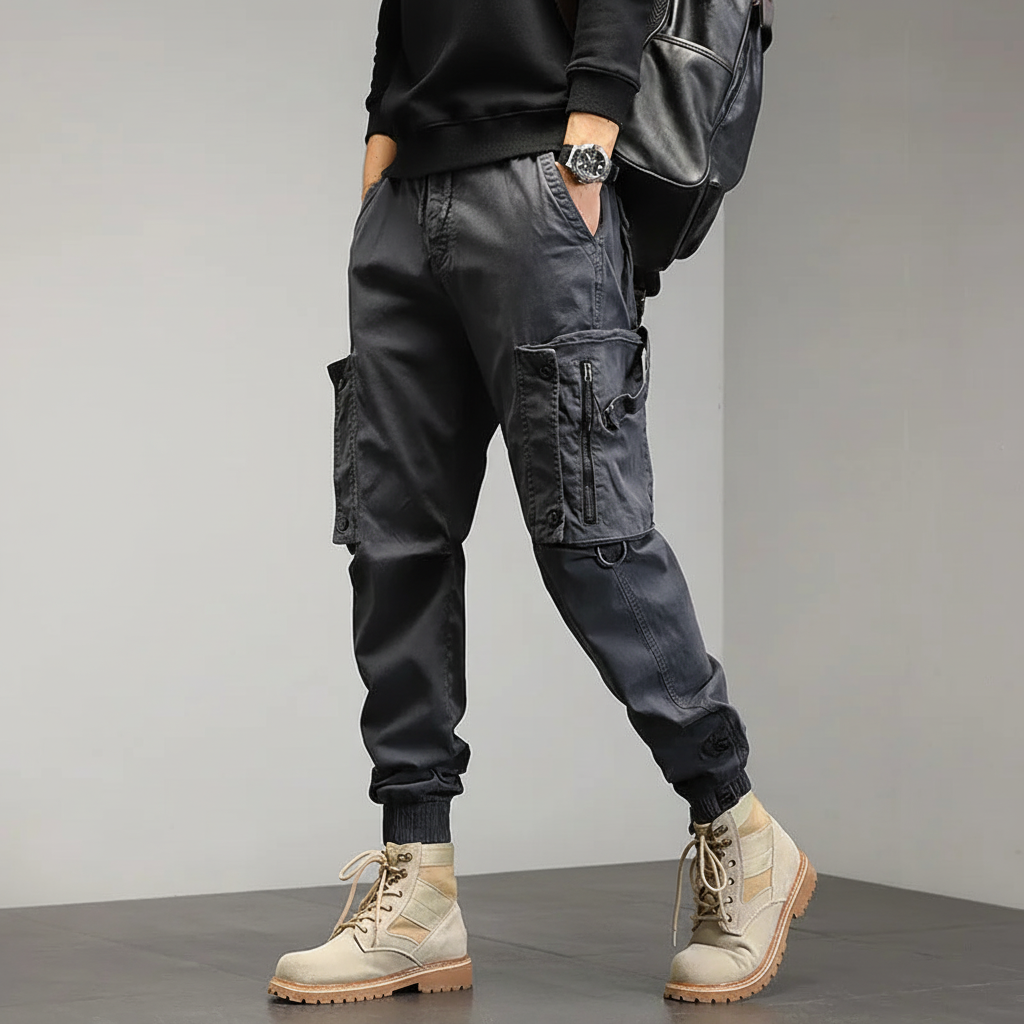 Męskie Spodnie Cargo Slim-Fit – Elastyczne Joggersy Użytkowe do Streetwearu i Użytku na Zewnątrz