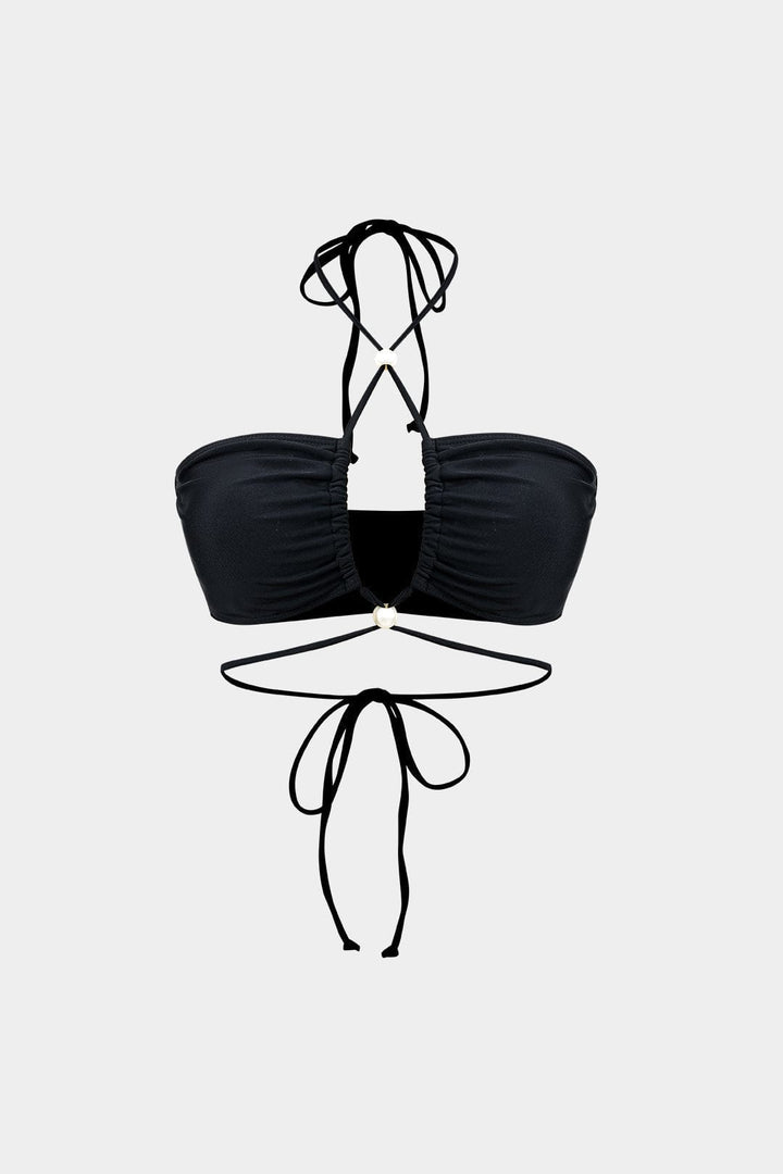 Kobiece bikini bandeau z wiązaniem, trzyczęściowy zestaw plażowy