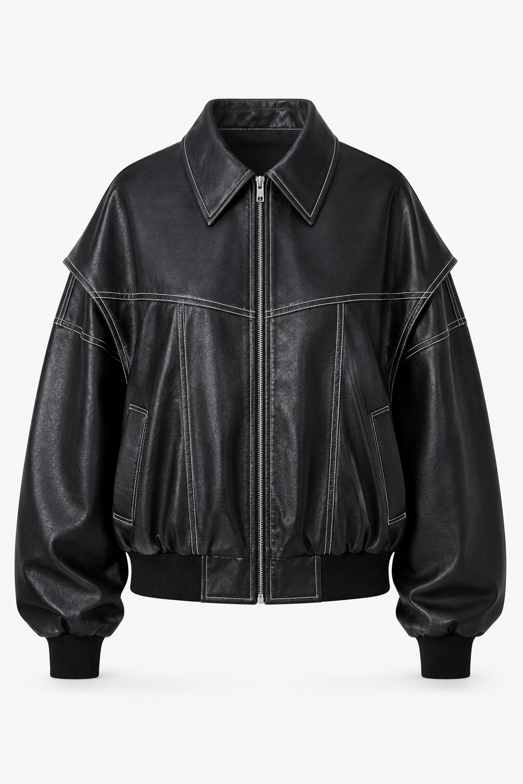 Kobiecą Oversized Bomber Jacket – Kontrastowe Szwy z Zippem na Wiosnę i Jesień