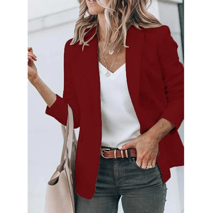 Damski żakiet biurowy z otwartym przodem – Lekka, dopasowana warstwa do pracy i na smart casual