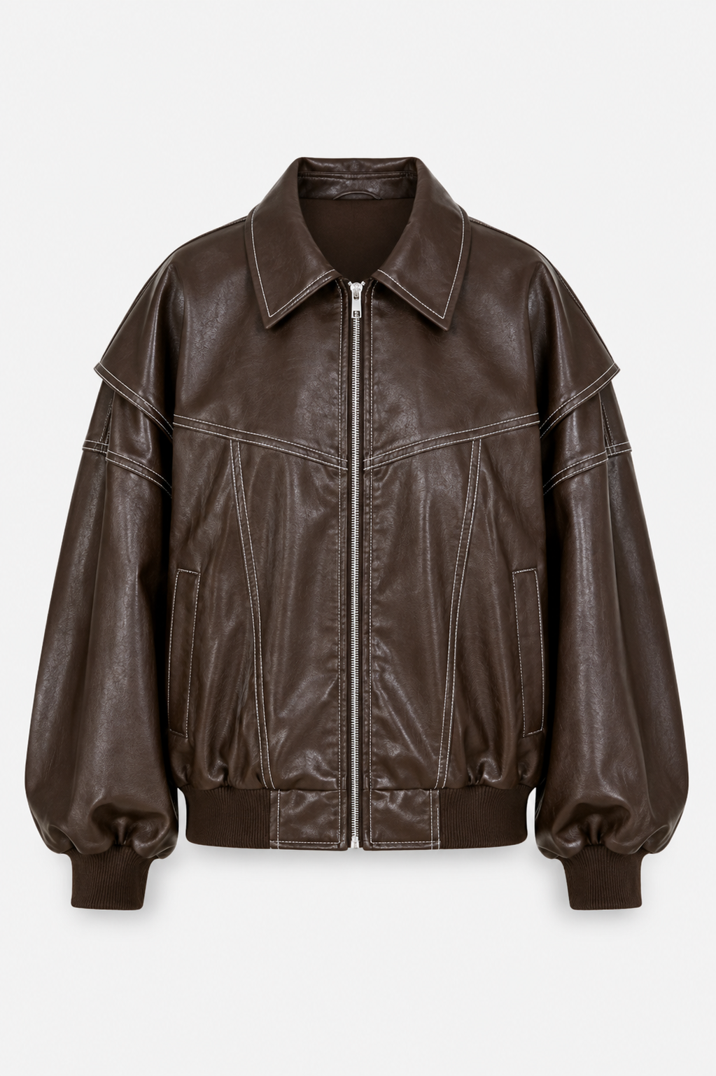 Kobiecą Oversized Bomber Jacket – Kontrastowe Szwy z Zippem na Wiosnę i Jesień