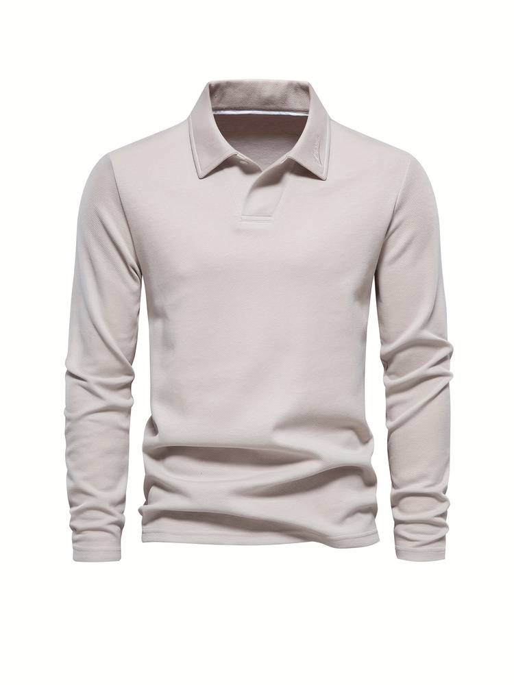Męska koszulka polo z długim rękawem, miękka, wygodna, nowoczesny krój, codzienna, elegancka odzież na co dzień
