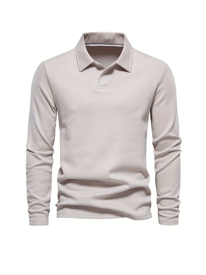 Męska koszulka polo z długim rękawem, miękka, wygodna, nowoczesny krój, codzienna, elegancka odzież na co dzień
