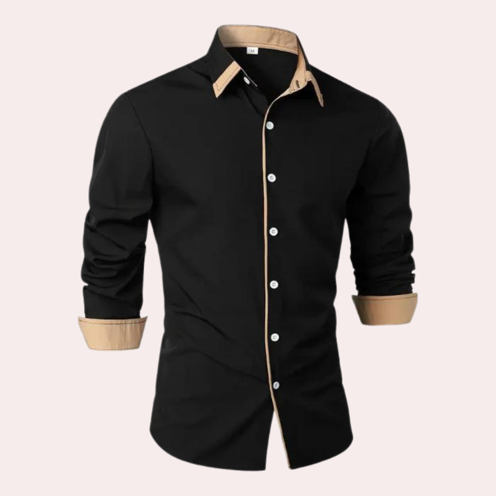 Męska koszula slim fit z kontrastowymi wykończeniami, elegancka i casualowa
