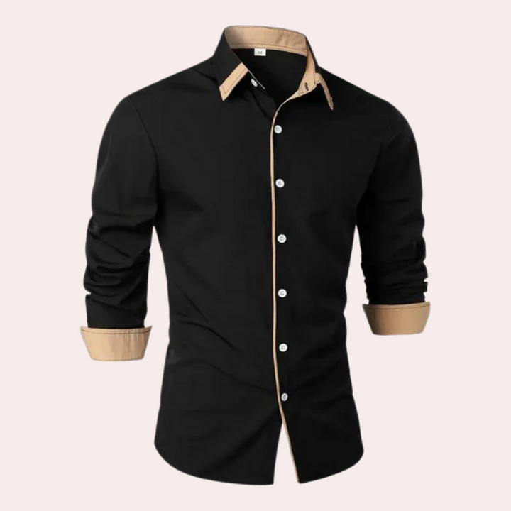 Męska koszula slim fit z kontrastowymi wykończeniami, elegancka i casualowa