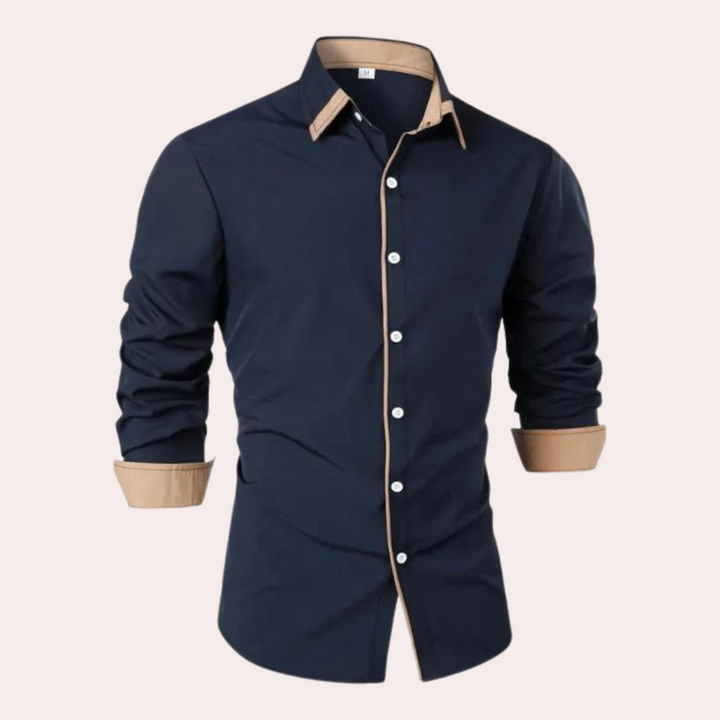 Męska koszula slim fit z kontrastowymi wykończeniami, elegancka i casualowa