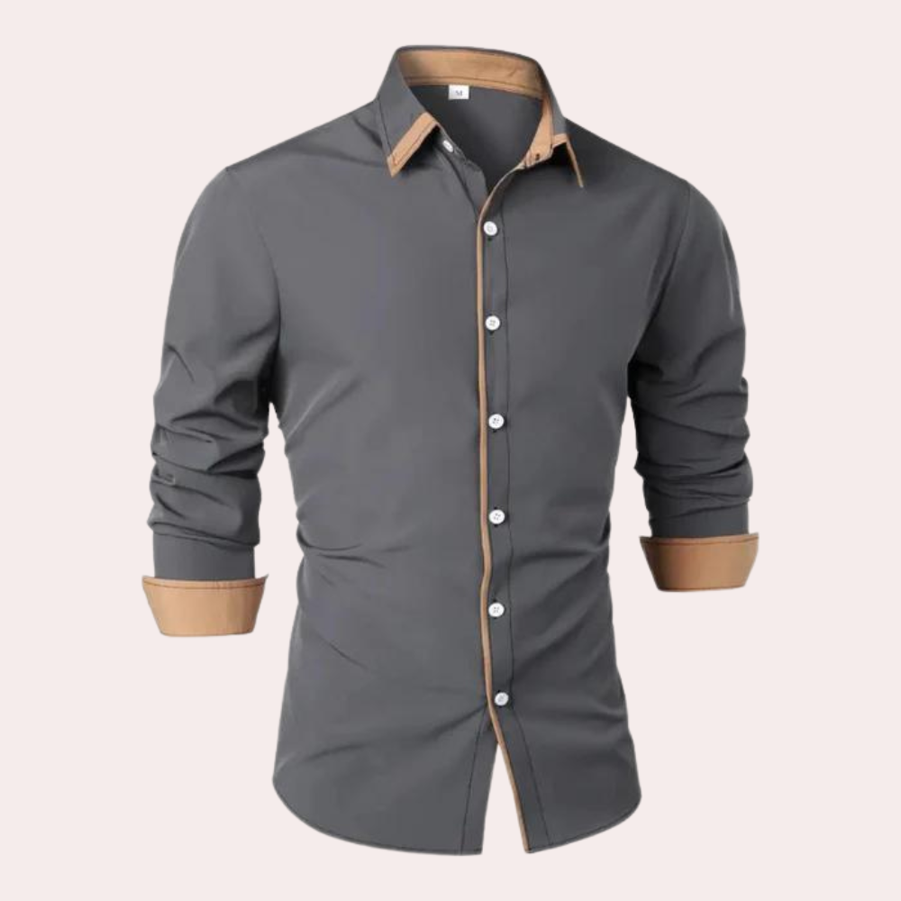 Męska koszula biznesowa slim fit z kontrastowym kołnierzykiem
