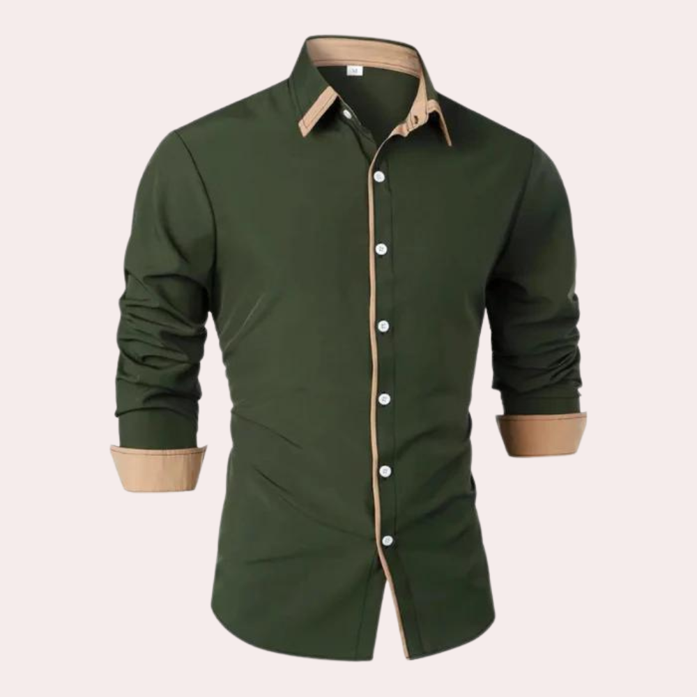 Męska koszula biznesowa slim fit z kontrastowym kołnierzykiem