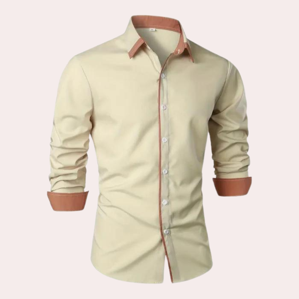 Męska koszula slim fit z kontrastowymi wykończeniami, elegancka i casualowa