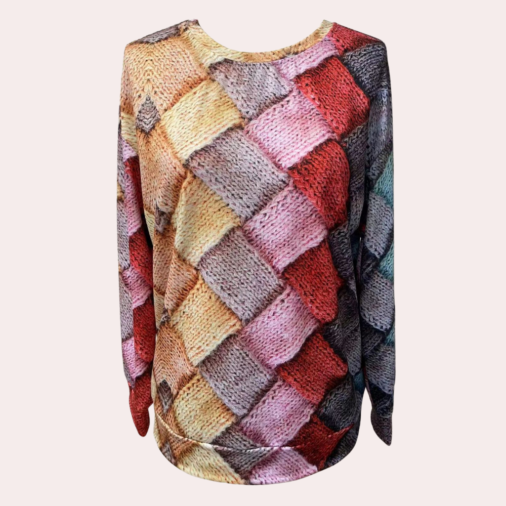 Kobiecy sweter z teksturowanej dzianiny o luźnym kroju i długich rękawach