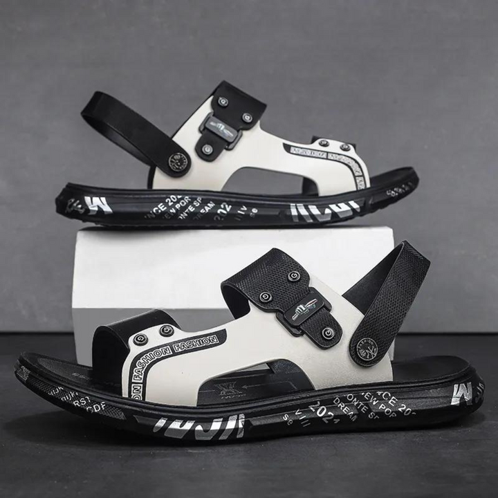 Męskie Sandały na Ramiączkach z Urban Buckle Detalem, Wyściełane Letnie Obuwie