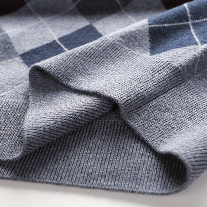 Męski sweter bez rękawów z nadrukiem, V-neck, dopasowany