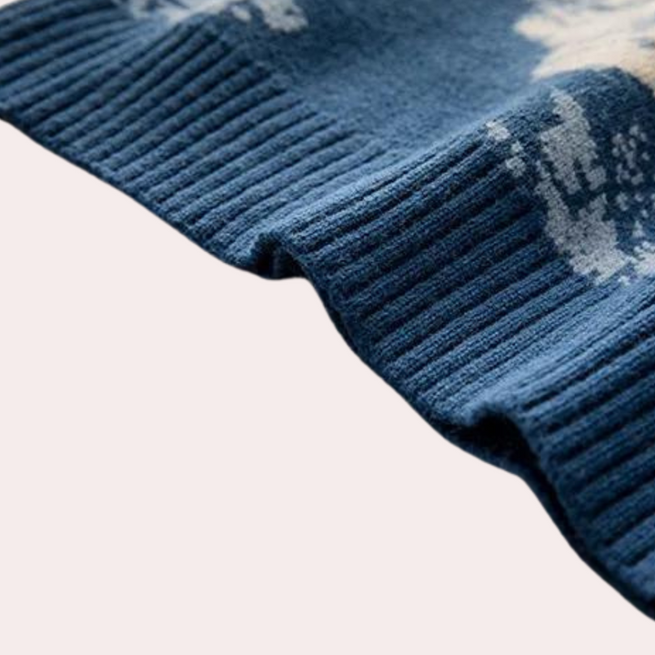 Męski sweter dzianinowy w oversize z nadrukiem i ribbami