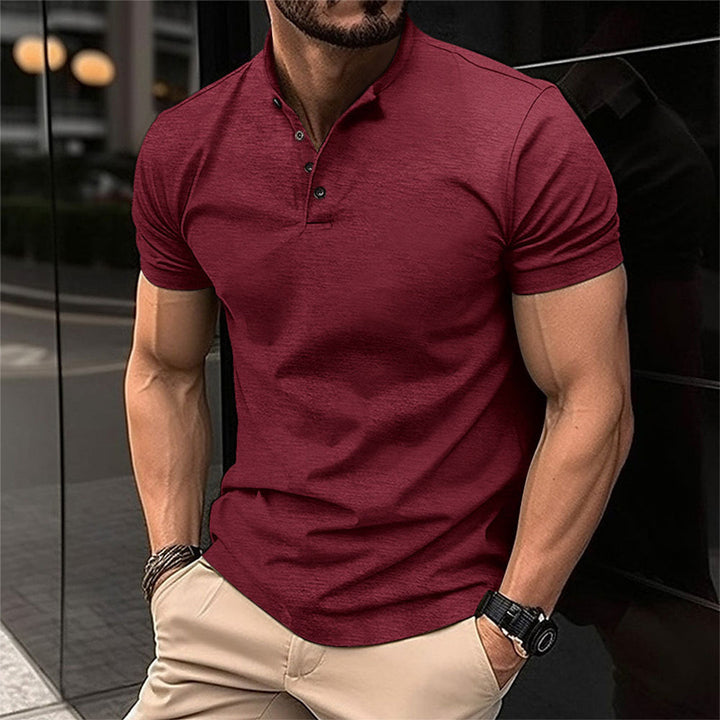 Męska koszulka polo slim fit z guzikiem, dopasowana, casualowa