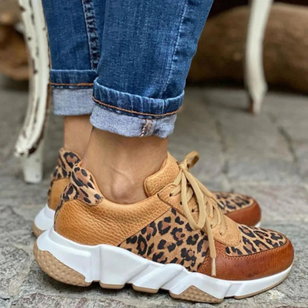 Damskie Chunky Trampki z Wzorem – Sznurowane Buty na Co Dzień i do Miasta