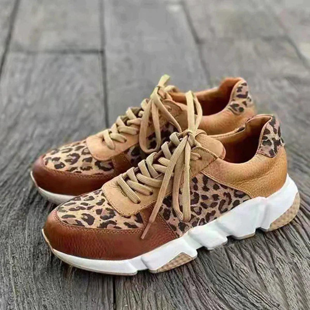 Damskie Chunky Trampki z Wzorem – Sznurowane Buty na Co Dzień i do Miasta