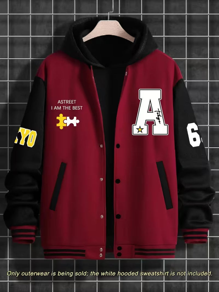 Męska Kurtka w Kolorowe Bloki – Casual z Kołnierzem Baseballowym, Zamek, Lekka Odzież Wierzchnia na Jesień