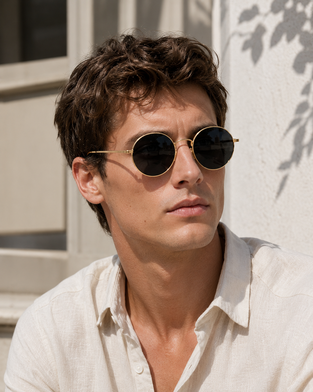 Męskie Okulary Przeciwsłoneczne z Okrągłą Metalową Oprawą w Stylu Retro