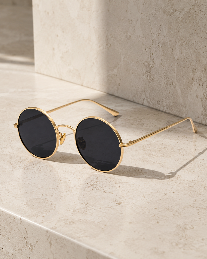 Męskie Okulary Przeciwsłoneczne z Okrągłą Metalową Oprawą w Stylu Retro