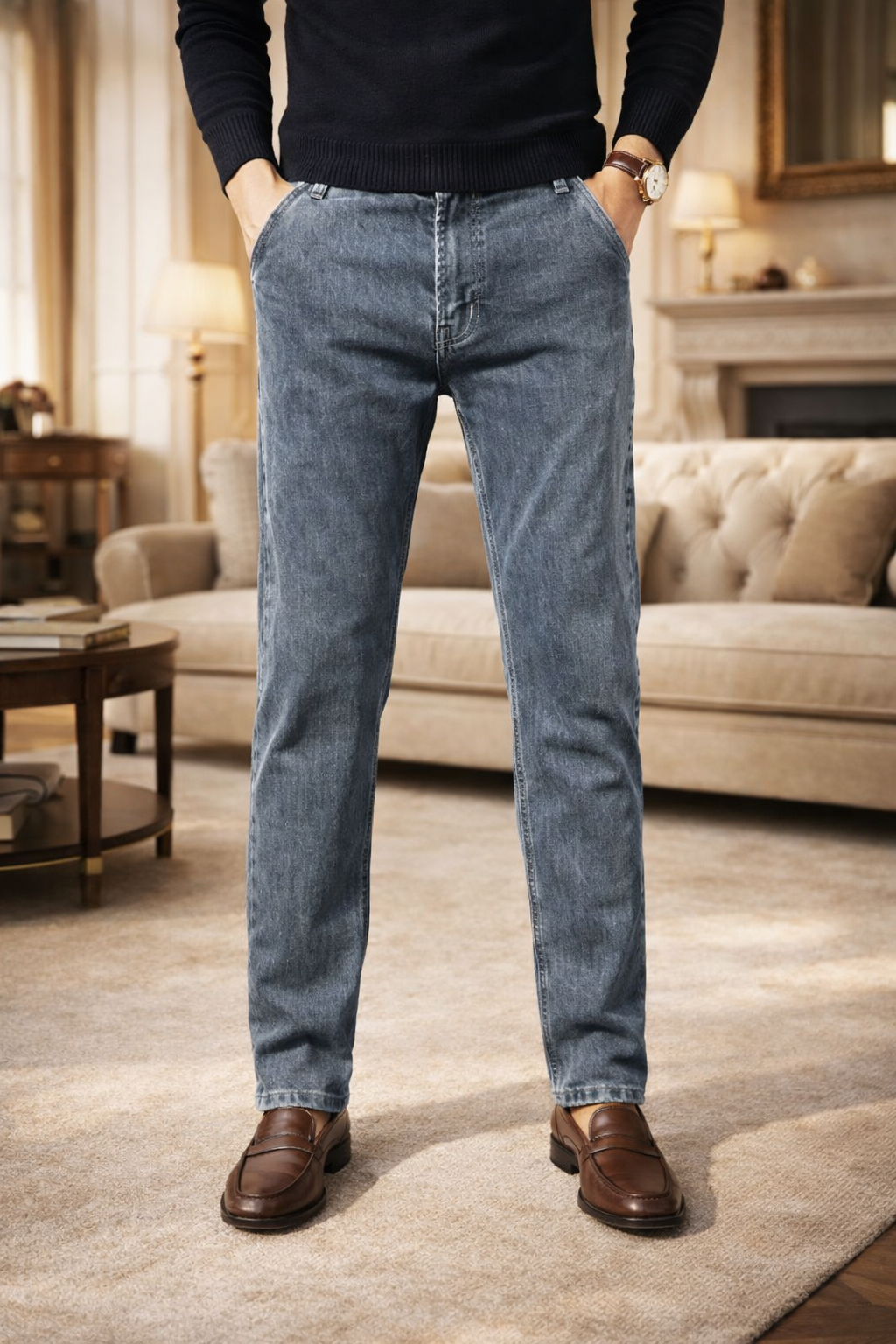 Męskie dżinsy w tapered leg, codzienne, smart casual