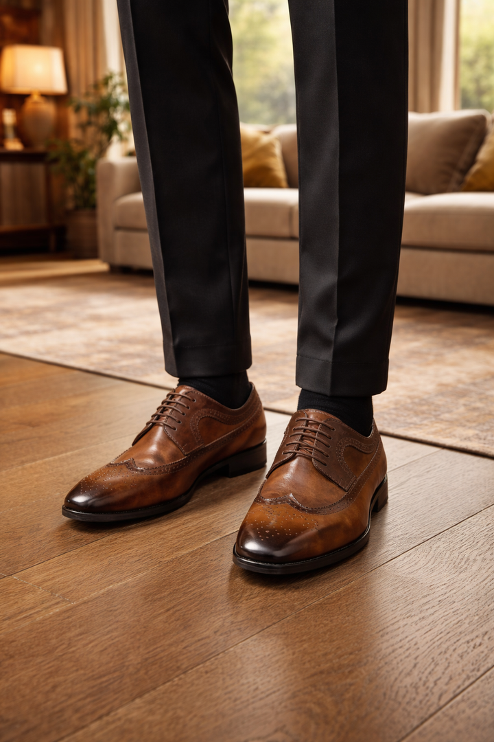 Męskie skórzane buty oxford brogue elegancja formalna
