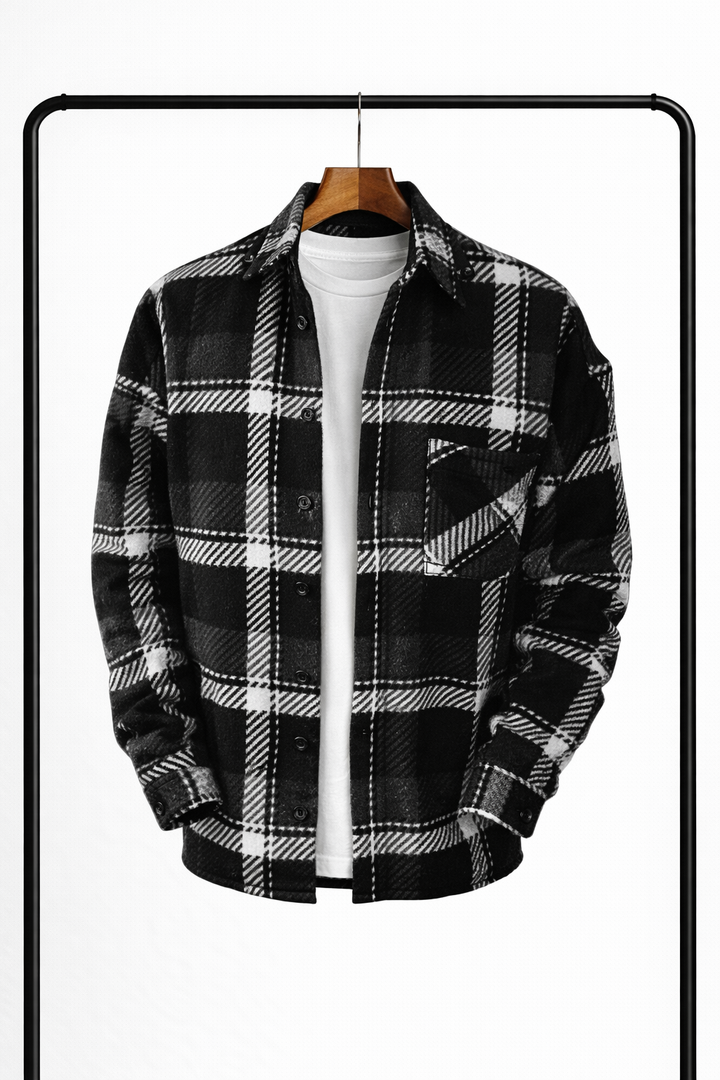 Klasyczna Koszula Overshirt w Kratę dla Mężczyzn – Ciepła, Wygodna i Wszechstronna Kurtka
