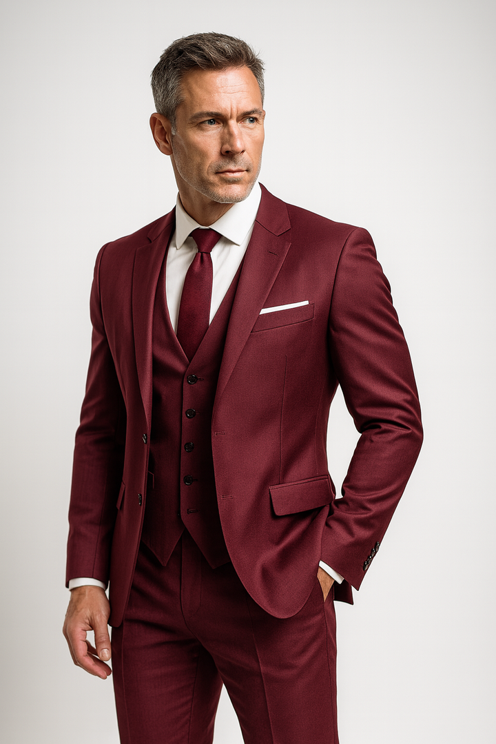 Męski garnitur trzyczęściowy slim fit z kamizelką
