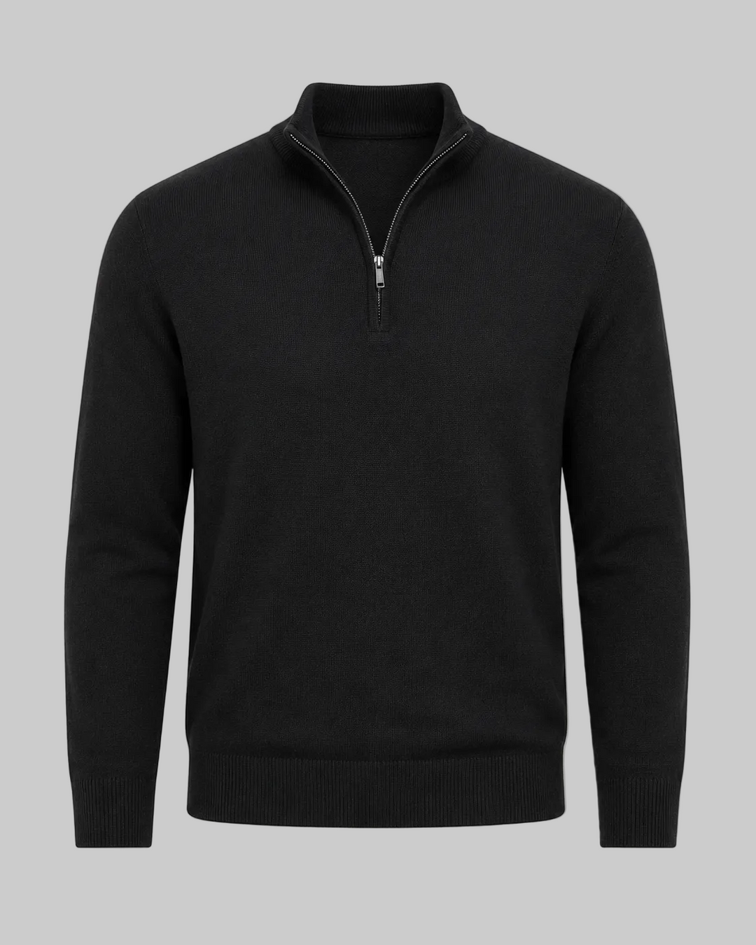 Męski sweter biznesowo-casual z zamkiem – cienki kołnierz stójkowy na jesień i zimę