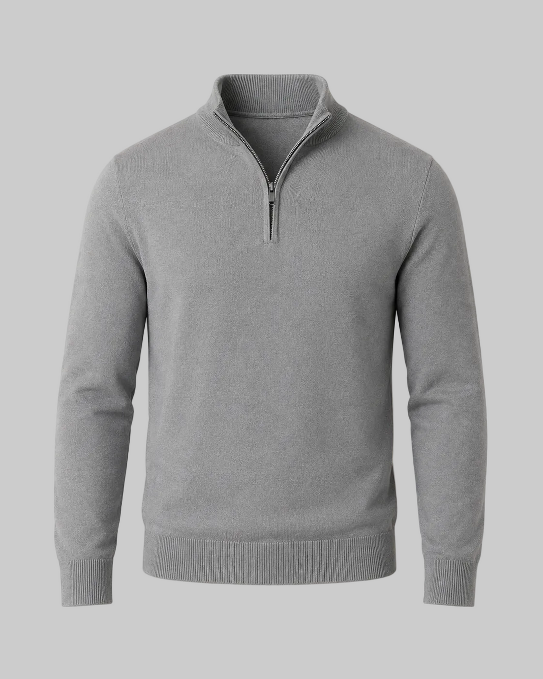 Męski sweter biznesowo-casual z zamkiem – cienki kołnierz stójkowy na jesień i zimę