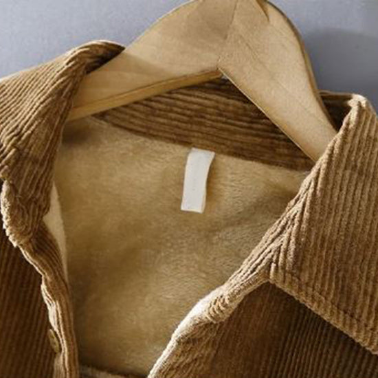 Męska Ciepła Kurtka Overshirt z Sztruksu – Zapięcie na Guziki z Kieszeniami na Klatce Piersiowej na Jesień i Zimę