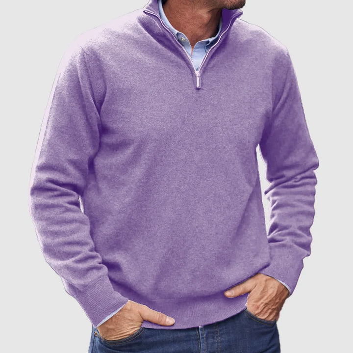 Męski sweter z kołnierzem typu quarter-zip – Elegancka warstwa na smart casualowe jesienne stylizacje